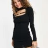Bershka Multi Strap Front Clasp Detail Mini Dress In Black For Women -Chic Maze Sales 202473800 1 black