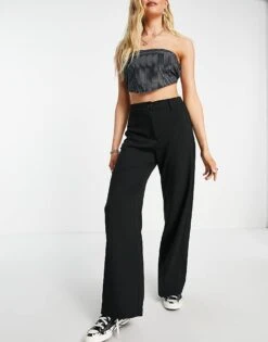 Bershka Wide Leg Dad Trousers In Black For Women -Chic Maze Sales 202716556 1 black 1
