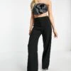 Bershka Wide Leg Dad Trousers In Black For Women -Chic Maze Sales 202716556 1 black