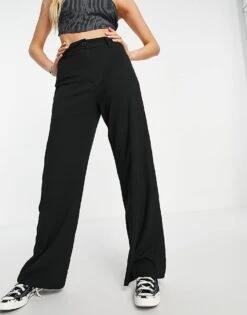 Bershka Wide Leg Dad Trousers In Black For Women -Chic Maze Sales 202716556 4