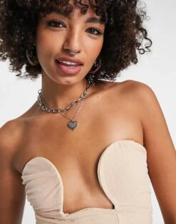 Bershka Ruched Structured Corset Top In Ecru For Women -Chic Maze Sales 203618856 3