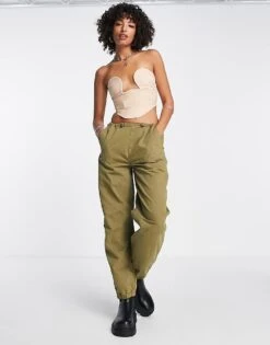 Bershka Ruched Structured Corset Top In Ecru For Women -Chic Maze Sales 203618856 4