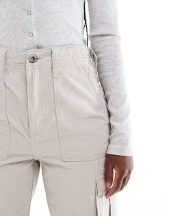 Bershka Straight Leg Cargo Trousers In Grey For Women -Chic Maze Sales 204286175 2