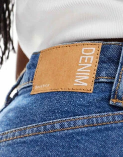 Bershka Comfort Fit Mom Jean In Mid Blue For Women -Chic Maze Sales 204358403 4