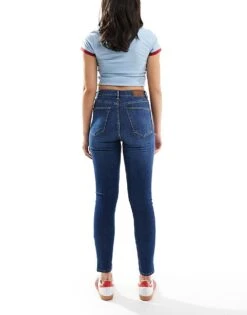 Bershka High Waist Ankle Length Skinny Jean In Mid Blue For Women -Chic Maze Sales 204363263 2