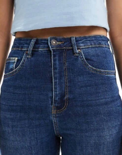 Bershka High Waist Ankle Length Skinny Jean In Mid Blue For Women -Chic Maze Sales 204363263 5