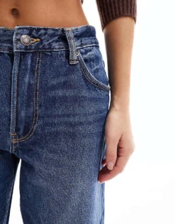 Bershka Petite Straight Leg Jeans In Indigo Wash For Women Grey -Chic Maze Sales 205362378 5