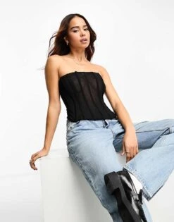 Bershka Tulle Corset In Black For Women -Chic Maze Sales 205530444 1 black 1