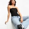 Bershka Tulle Corset In Black For Women -Chic Maze Sales 205530444 1 black