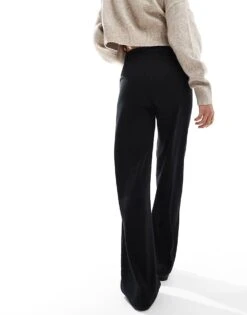Bershka Petite Wide Leg Dad Trousers In Black For Women -Chic Maze Sales 205610315 4