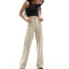 Bershka Petite Wide Leg Slouchy Dad Tailored Trousers In Camel For Women -Chic Maze Sales 205641391 1 camel