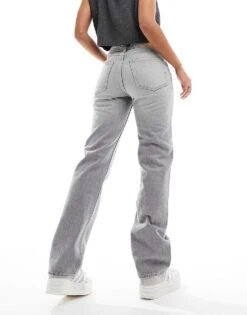Bershka Straight Leg Jeans In Washed Grey For Women -Chic Maze Sales 205749352 2