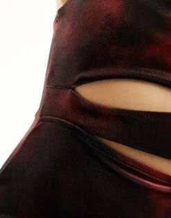 Bershka Cut Out Front Velvet Mini Dress In Red Print For Women -Chic Maze Sales 205749490 3