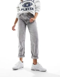 Bershka Mom Jeans In Washed Grey For Women -Chic Maze Sales 205794368 1 grey 1