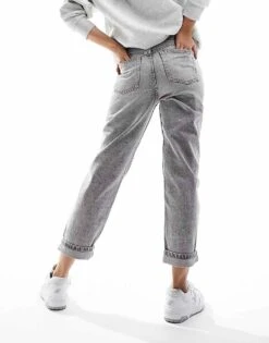 Bershka Mom Jeans In Washed Grey For Women -Chic Maze Sales 205794368 3