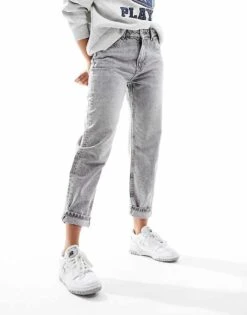 Bershka Mom Jeans In Washed Grey For Women -Chic Maze Sales 205794368 4