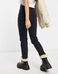 Bershka Petite Comfort Fit Mom Jean In Black For Women -Chic Maze Sales 205853162 3