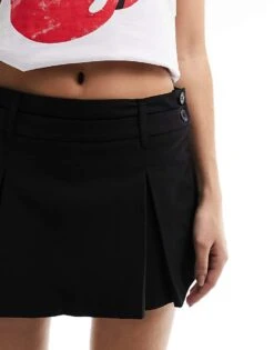 Bershka Tailored Skort In Charcoal Black For Women -Chic Maze Sales 205907551 5