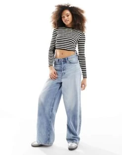 Bershka Ruched Side Knitted Top In Black & White Stripe For Women -Chic Maze Sales 206074267 2