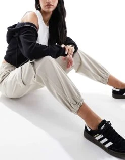 Bershka Cuffed Cargo Trousers In Sand For Women Neutral -Chic Maze Sales 206074515 3