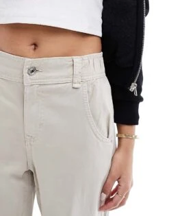 Bershka Cuffed Cargo Trousers In Sand For Women Neutral -Chic Maze Sales 206074515 5
