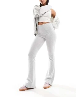 Bershka High Waisted Flared Trousers In Grey For Women -Chic Maze Sales 206133809 1 grey 1