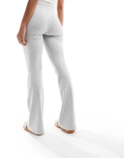 Bershka High Waisted Flared Trousers In Grey For Women -Chic Maze Sales 206133809 3