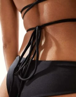 Bershka Tie Detail Bikini Top Co-ord In Black For Women -Chic Maze Sales 206161590 4