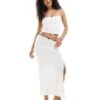 Bershka Contrast Bow Trim Midi Skirt In White & Black For Women -Chic Maze Sales 206198133 1 white