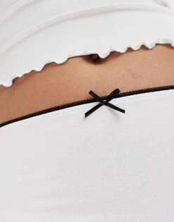 Bershka Contrast Bow Trim Midi Skirt In White & Black For Women -Chic Maze Sales 206198133 3