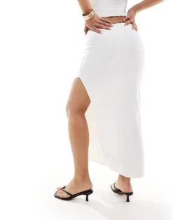 Bershka Contrast Bow Trim Midi Skirt In White & Black For Women -Chic Maze Sales 206198133 5