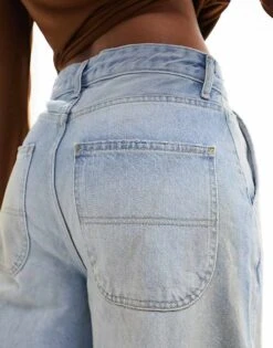 Bershka Baggy Skater Jeans In Light Blue Dirty Wash For Women -Chic Maze Sales 206199265 5