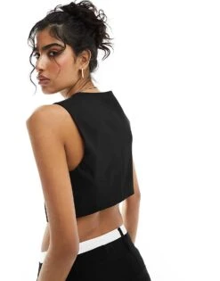 Bershka Tailored Waistcoat Co-ord In Black For Women -Chic Maze Sales 206257578 4