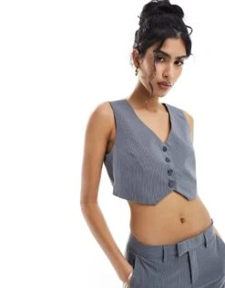 Bershka Tailored Waistcoat And Trousers Co-ord In Grey -Chic Maze Sales 206257596 1 grey