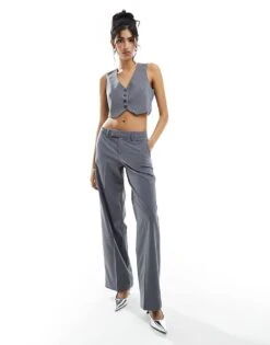Bershka Tailored Waistcoat And Trousers Co-ord In Grey -Chic Maze Sales 206257610 1 grey