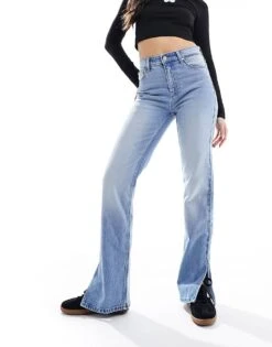 Bershka High Waisted Bootcut Jeans In Light Blue For Women -Chic Maze Sales 206304024 3