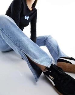 Bershka High Waisted Bootcut Jeans In Light Blue For Women -Chic Maze Sales 206304024 5