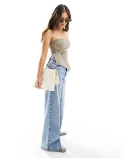 Bershka Longline Bandeau Top In Mink For Women Brown -Chic Maze Sales 206387840 2