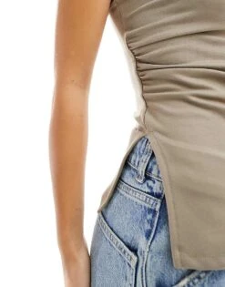 Bershka Longline Bandeau Top In Mink For Women Brown -Chic Maze Sales 206387840 4