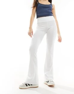 Bershka High Waisted Flared Trousers In White For Women -Chic Maze Sales 206387866 2