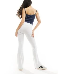 Bershka High Waisted Flared Trousers In White For Women -Chic Maze Sales 206387866 3