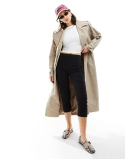 Bershka Maxi Trench Coat In Camel For Women -Chic Maze Sales 206388629 4