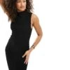 Bershka Textured Sleeveless Bodycon Maxi Dress In Black For Women -Chic Maze Sales 206388922 1 black