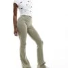 Bershka High Waisted Flared Trousers In Light Khaki For Women -Chic Maze Sales 206425937 1 khaki