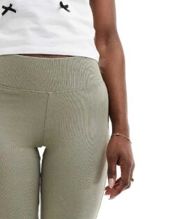 Bershka High Waisted Flared Trousers In Light Khaki For Women -Chic Maze Sales 206425937 4