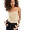 Bershka Belted Bandeau Top In Sand For Women Beige -Chic Maze Sales 206426083 1 beige