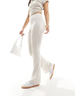 Bershka High Waisted Flared Trousers In Camel Melange For Women -Chic Maze Sales 206426100 1 camel 1