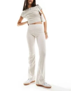 Bershka High Waisted Flared Trousers In Camel Melange For Women -Chic Maze Sales 206426100 4