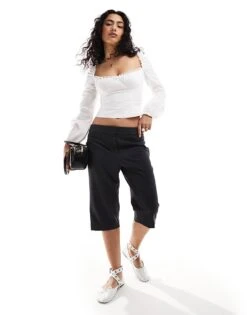 Bershka Milkmaid Cotton Top In White For Women -Chic Maze Sales 206426197 4