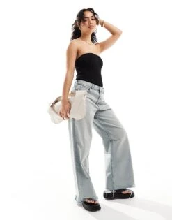 Bershka Fine Knit Bandeau Bodysuit In Black For Women -Chic Maze Sales 206426238 3